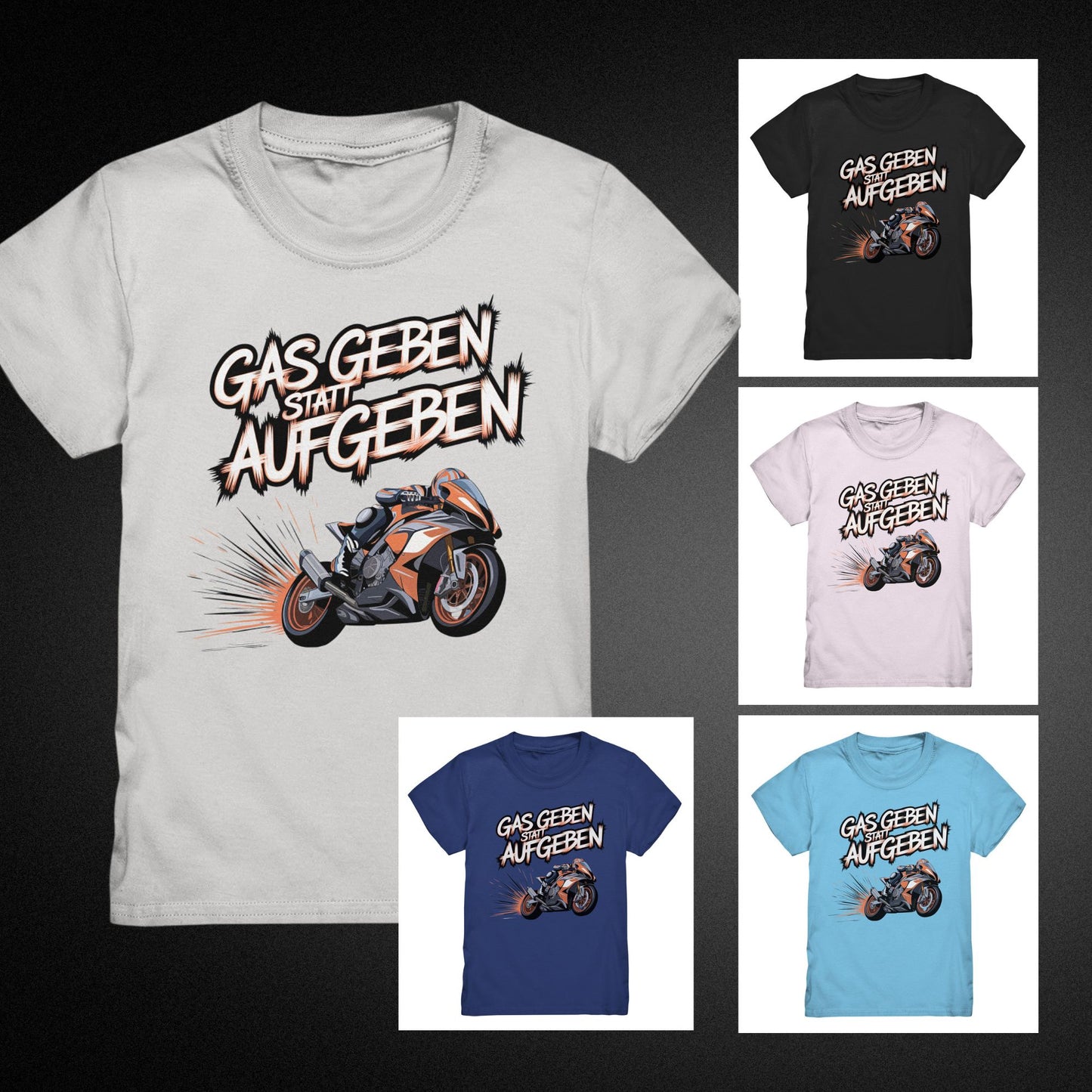 Gas geben statt aufgeben rotes  Motorraddesign - Kids Premium Shirt