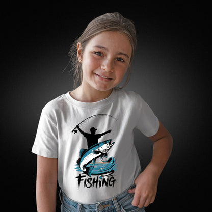 Kinder Angler T-Shirt mit coolem 'Fishing'-Spruch - Perfektes Geschenk für kleine Angler! - Kids Premium Shirt