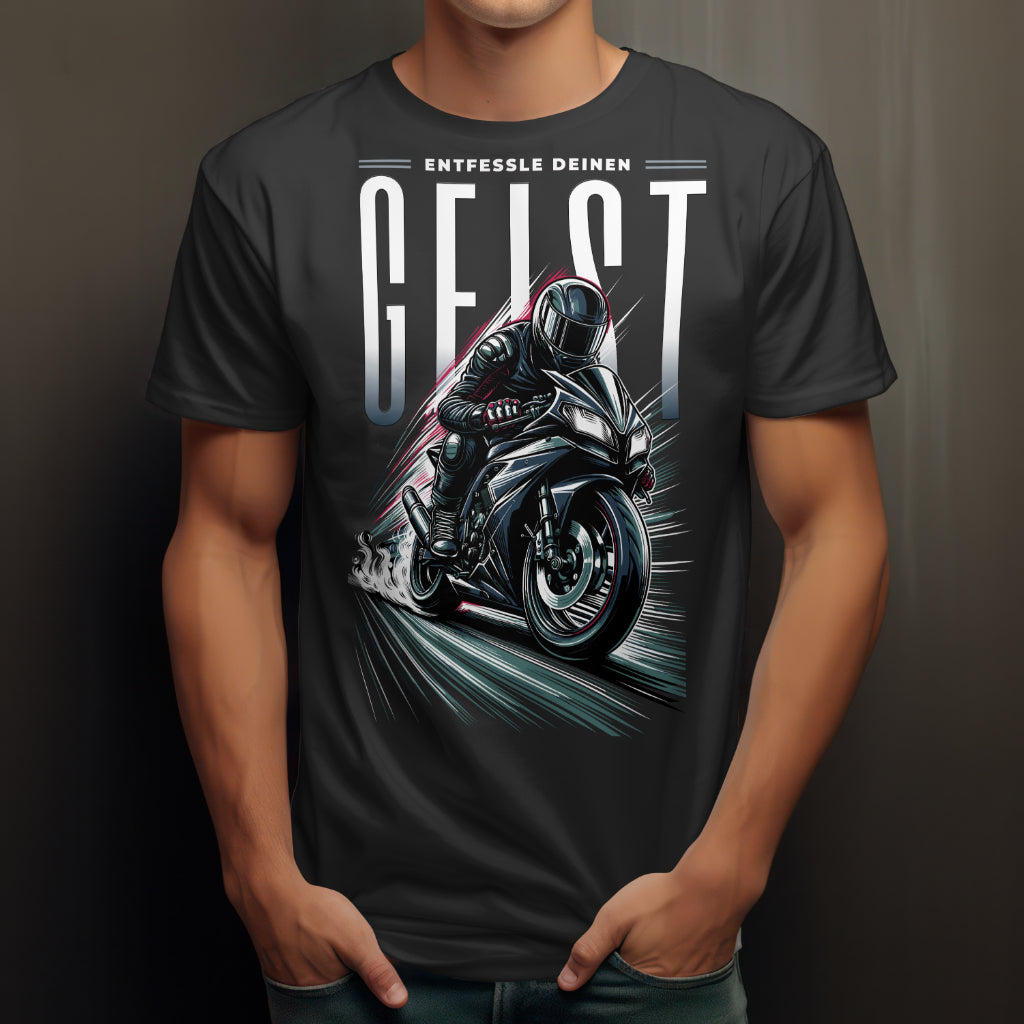 Motorrad-T-Shirt - Entfessle Deinen Geist | Einzigartiges Design für Motorrad-Enthusiasten - Premium Shirt