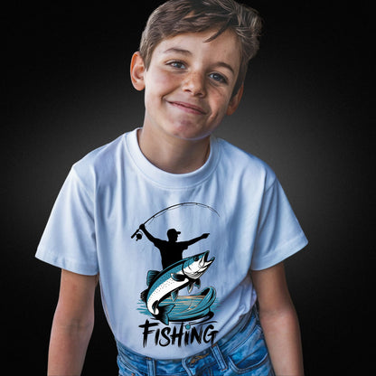 Kinder Angler T-Shirt mit coolem 'Fishing'-Spruch - Perfektes Geschenk für kleine Angler! - Kids Premium Shirt