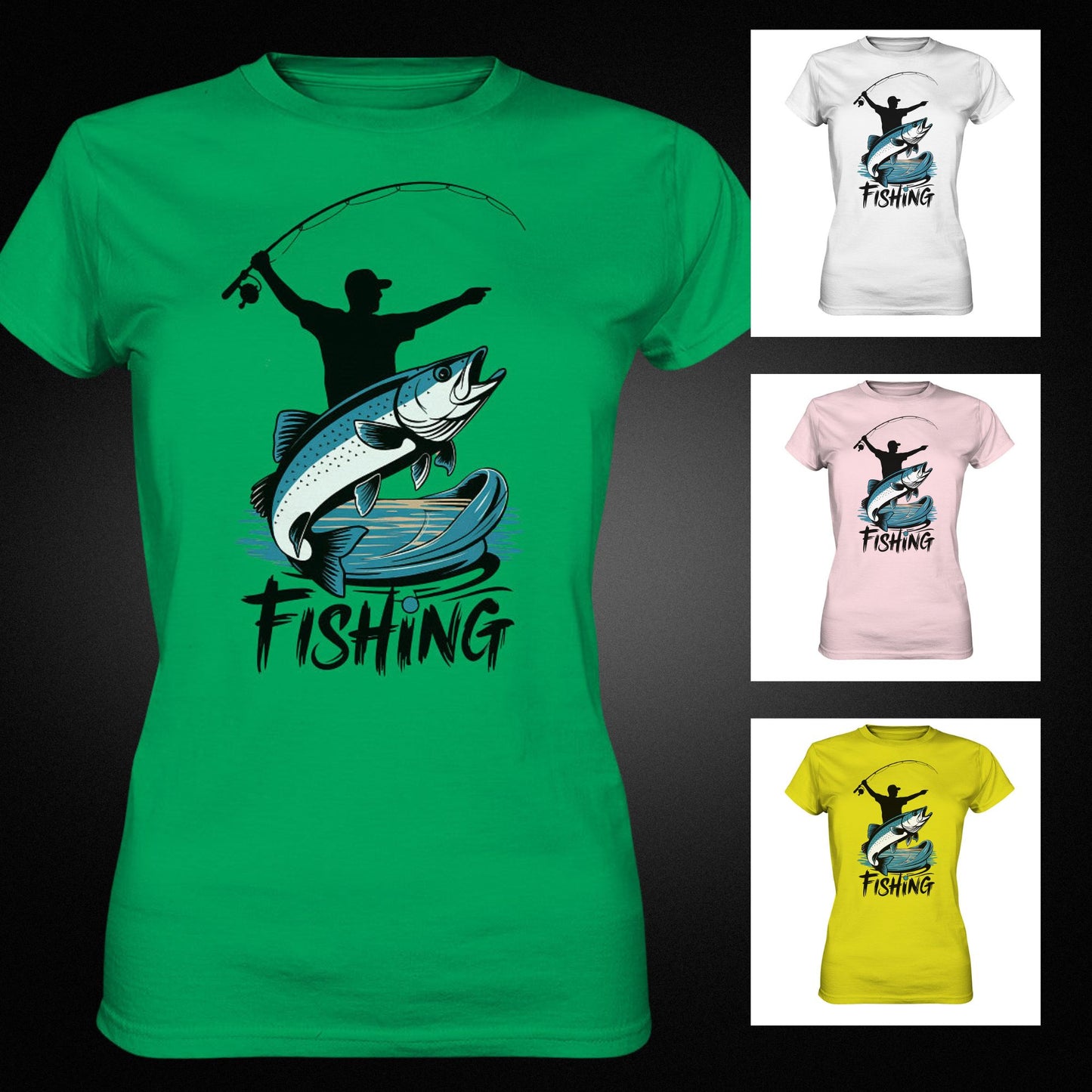 Angler T-Shirt – 'Fishing' Spruch mit stylischem Angler-Motiv für Angler auch als Geschenk für Angler - Premium Shirt