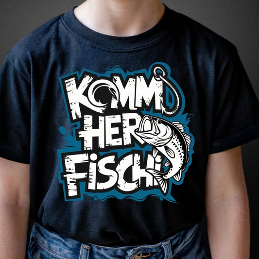 Kinder T-Shirt mit lustigem Spruch 'Komm her Fischi' - Perfekt für kleine Angler! - Kids Premium Shirt