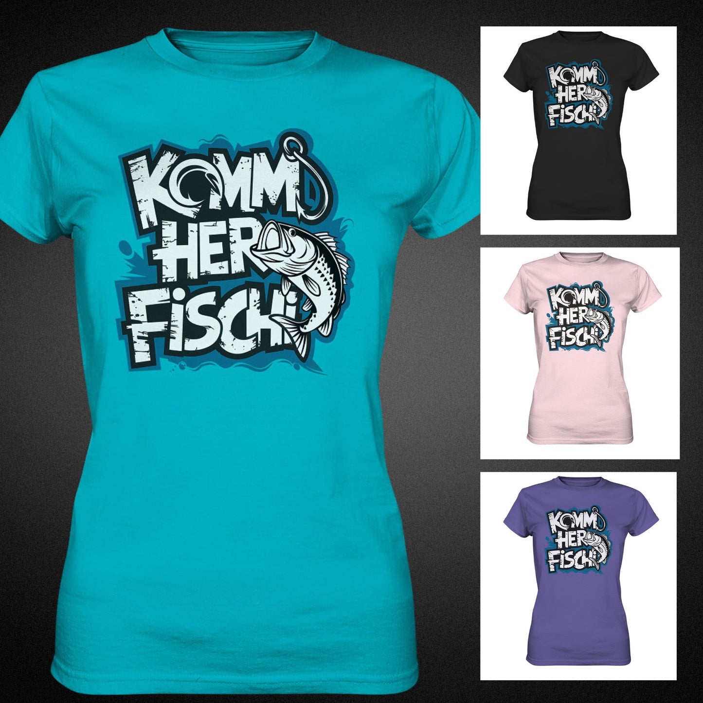 Damen Shirt mit Spruch und Fischmotiv – 'Komm her Fischi' - Ladies Premium Shirt