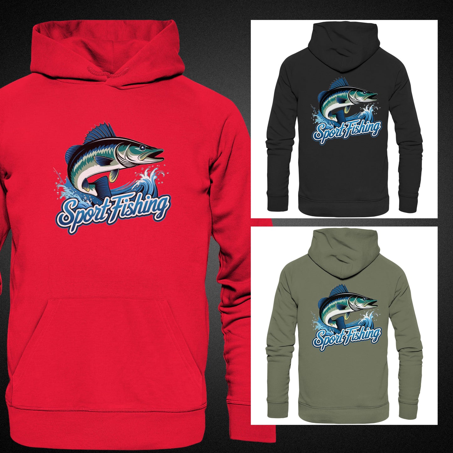 Sport Fishing Hoodie – Perfektes Design mit coolem Fisch und Spruch - Premium Unisex Hoodie