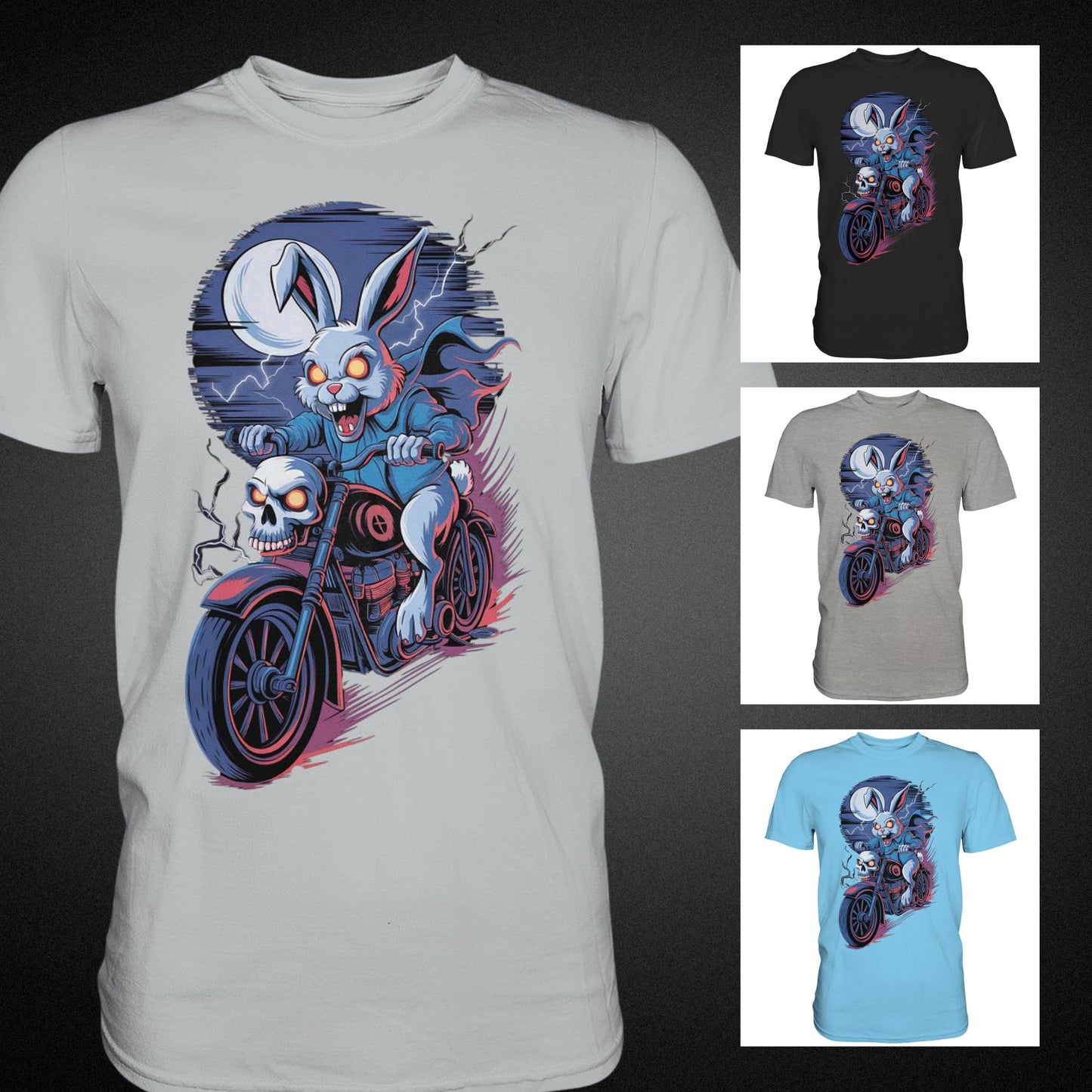 Horror Hase auf Motorrad T-Shirt – Furchteinflößendes Statement für Motorradfahrer - Premium Shirt