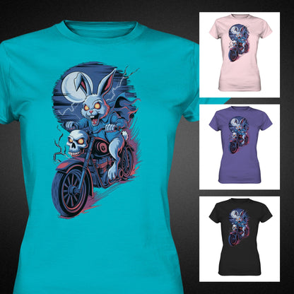 Horror Hase auf Motorrad Ladies Shirt – Einzigartige, Furchteinflößende Mode! - Ladies Premium Shirt