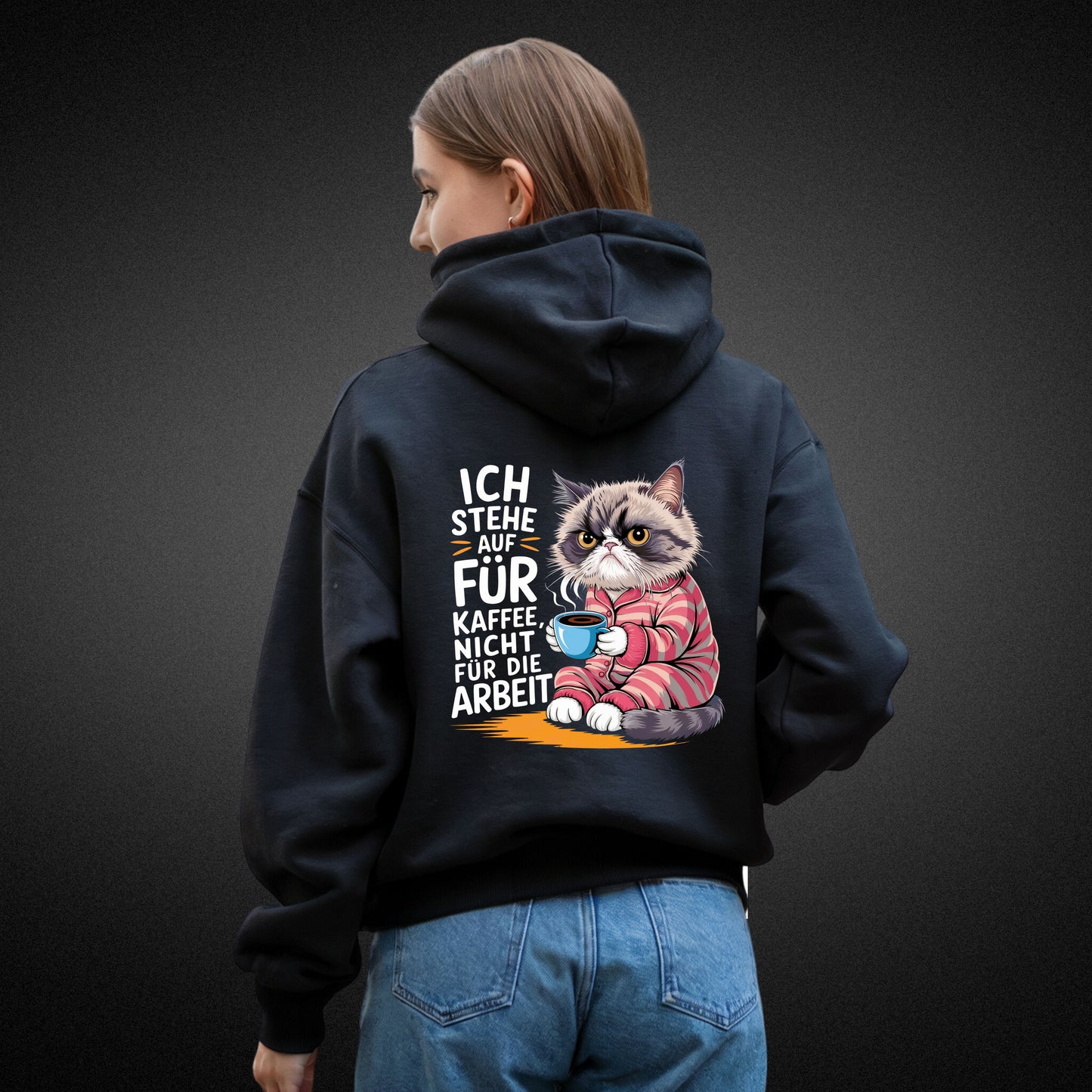 Ich stehe auf für Kaffee, nicht für die Arbeit - Lustiger Hoodie mit mürrischer Katze - Perfekt für Kaffee-Liebhaber  - Premium Unisex Hoodie