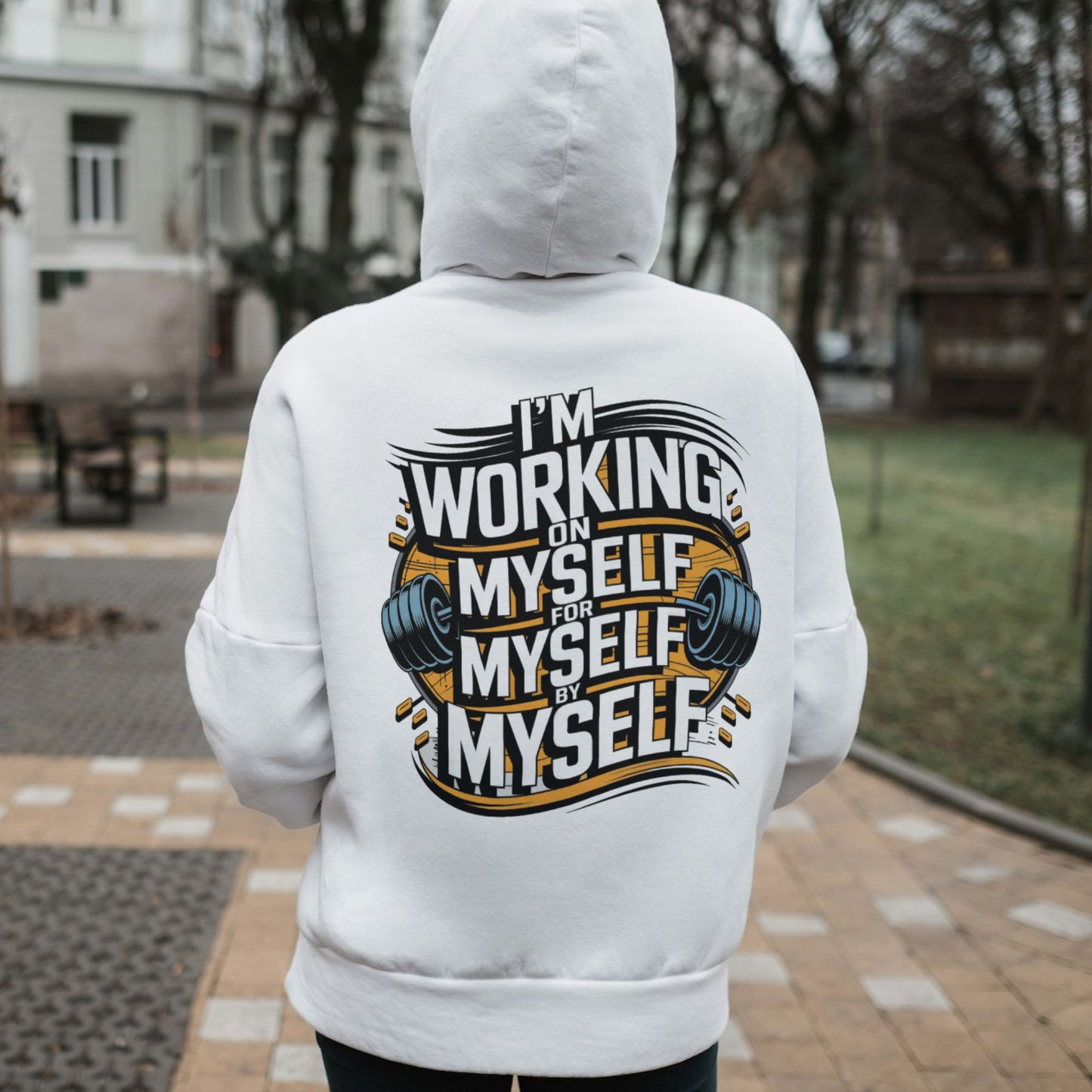 Stylischer Fitness Hoodie - 'I'm Working On Myself For Myself By Myself' | Perfekt für Kraftsport Liebhaber! - Premium Unisex Hoodie