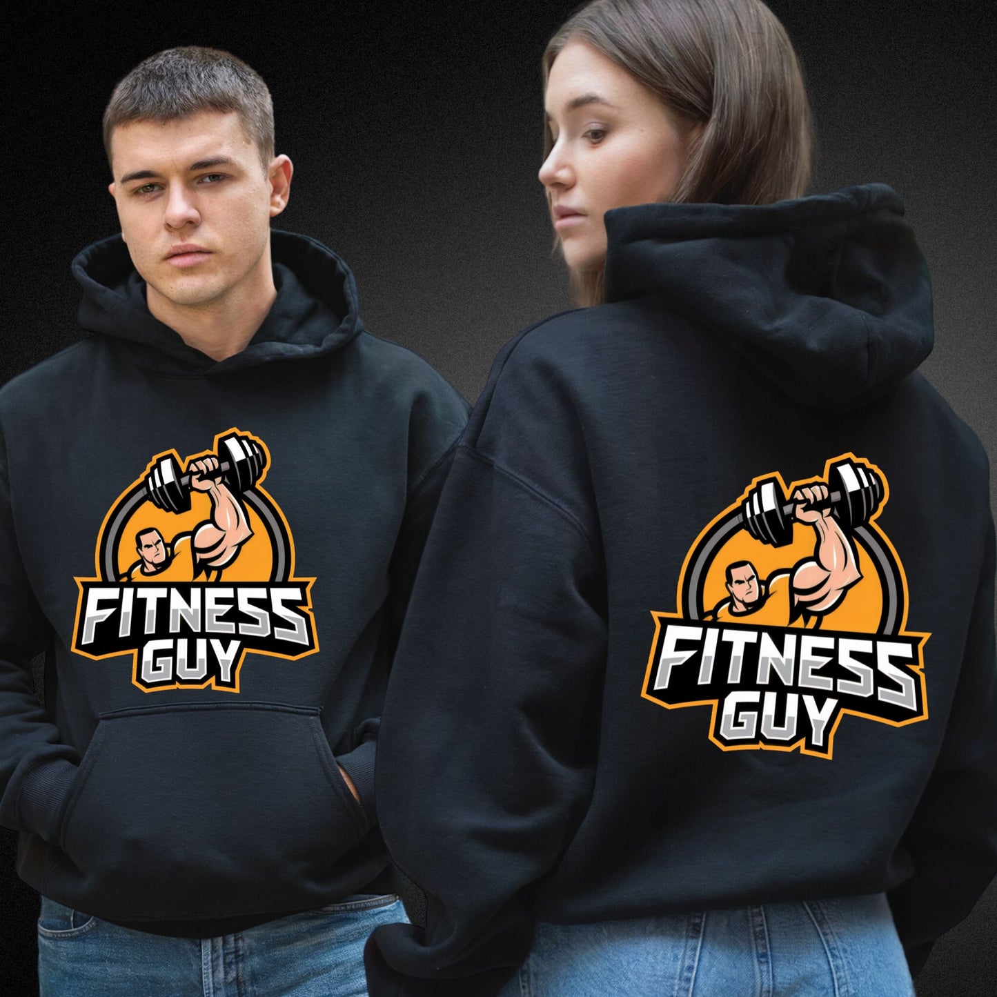 Hoodie Fitness Guy mit Muskel-Handhantel-Motiv - Perfekt für Sportbegeisterte! - Premium Unisex Hoodie