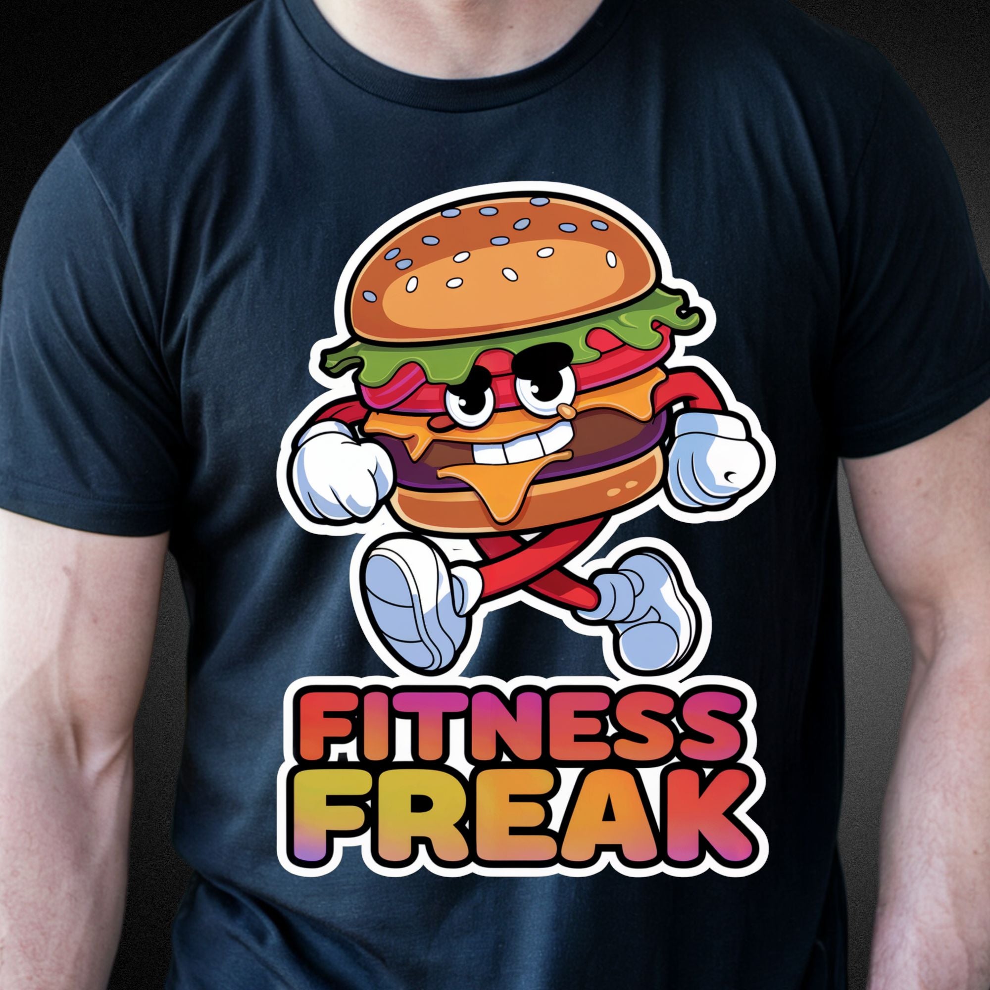 fitness-freak-t-shirt-mit-hamburger-motiv-sportliche-bekleidung-premium-shirt