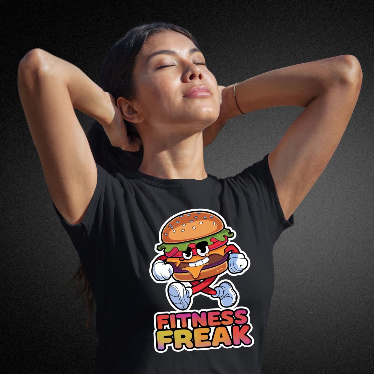 Damen-Fitness-Shirt mit Läufer-Hamburger - Fitness Freak Design - Ladies Premium Shirt