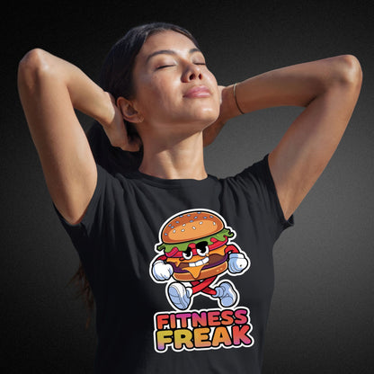 Damen-Fitness-Shirt mit Läufer-Hamburger - Fitness Freak Design - Ladies Premium Shirt