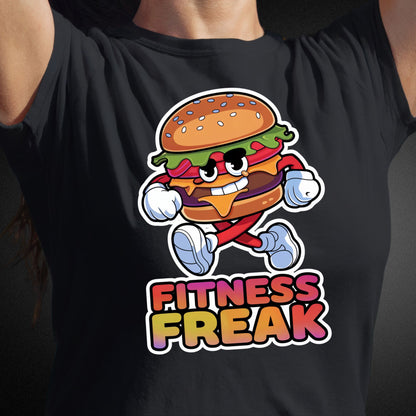 Damen-Fitness-Shirt mit Läufer-Hamburger - Fitness Freak Design - Ladies Premium Shirt