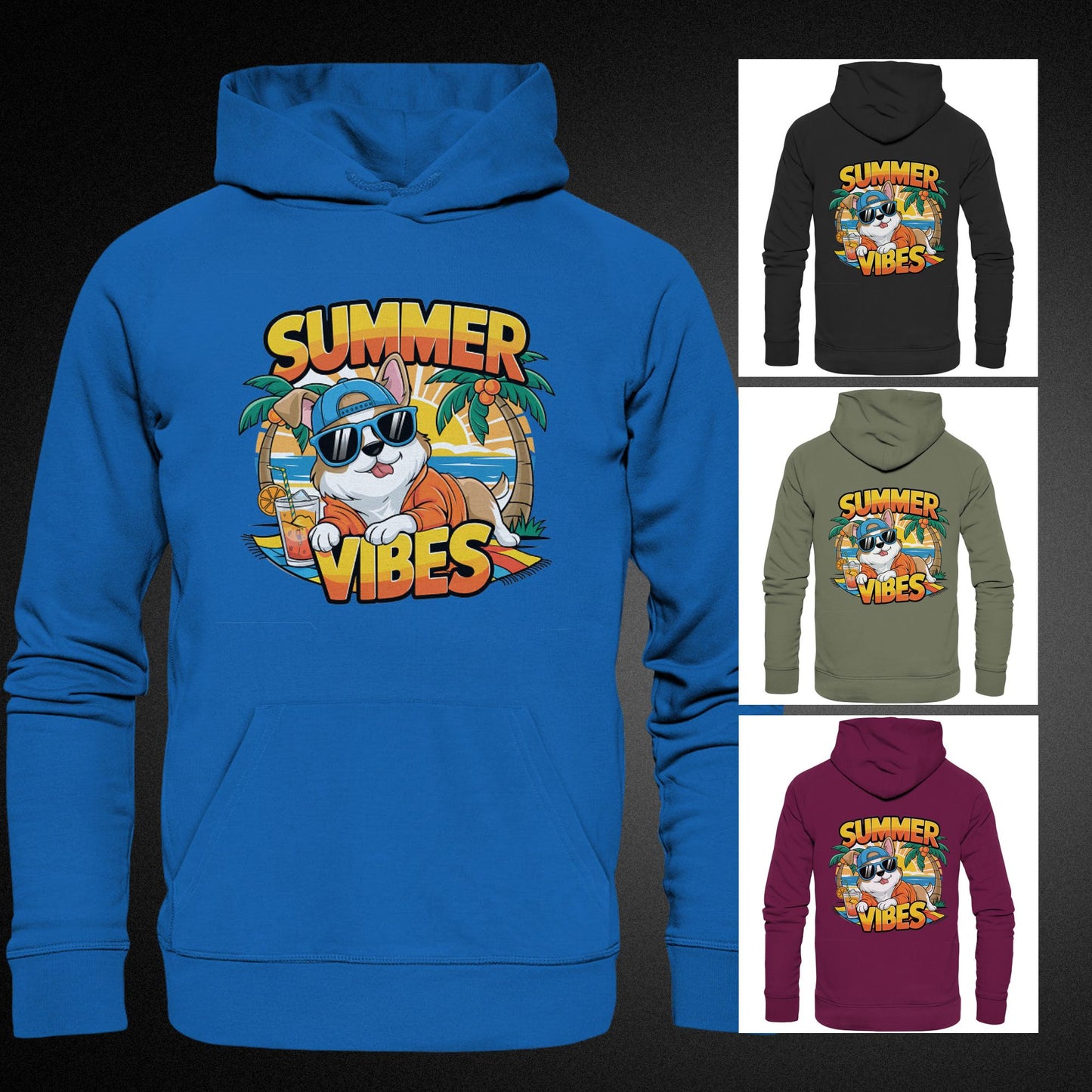 Summer Vibes - Hund entspannt am Strand - Premium Unisex Hoodie