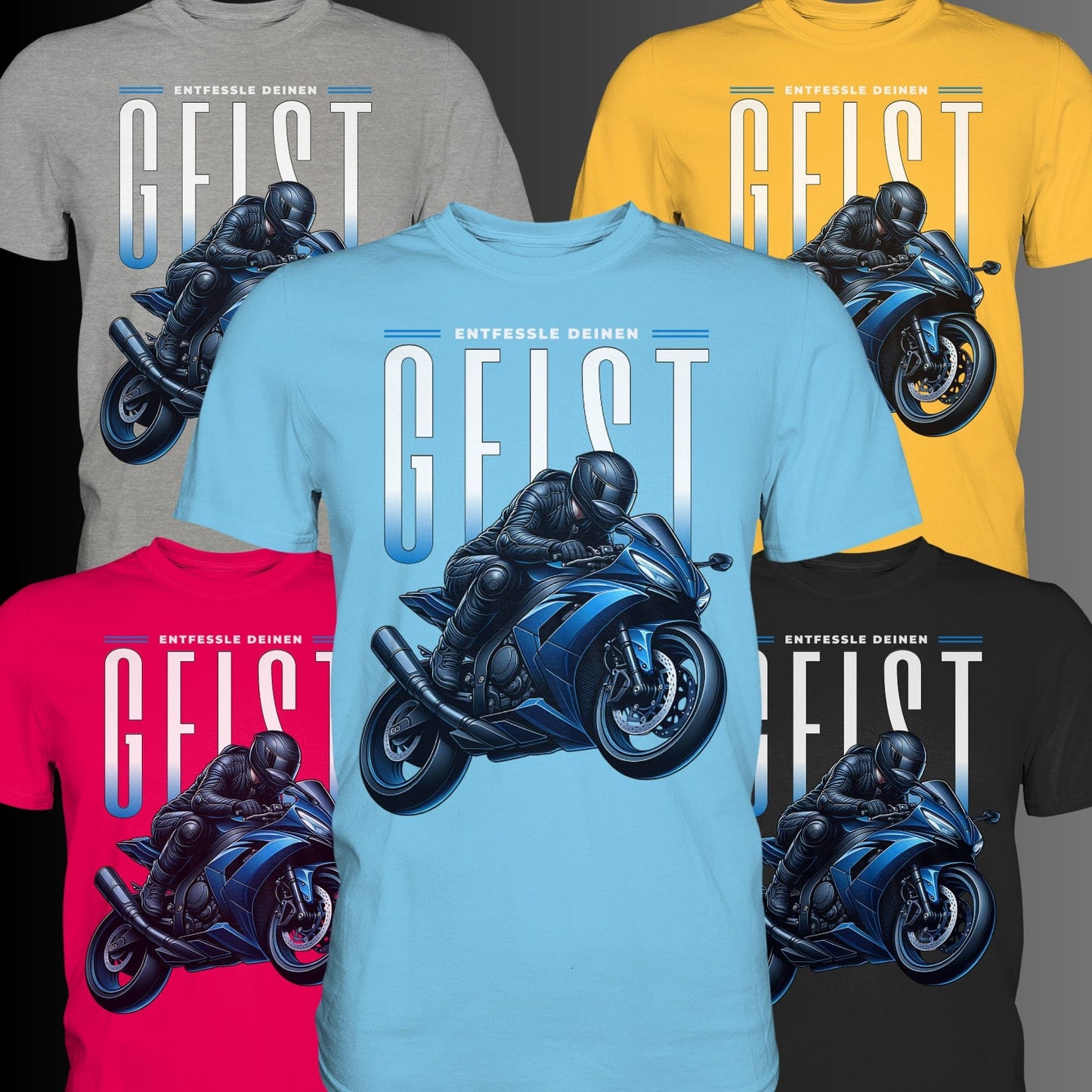 Kinder Motorrad T-Shirt mit blauem Motorrad - Entfessle deinen Geist - Kids Premium Shirt