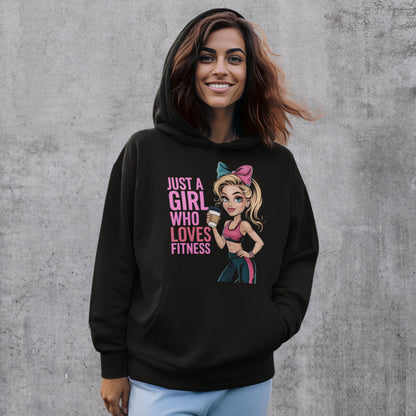 Bequemer Fitness Hoodie – 'Just a Girl Who Loves Fitness' - Premium Unisex Hoodie