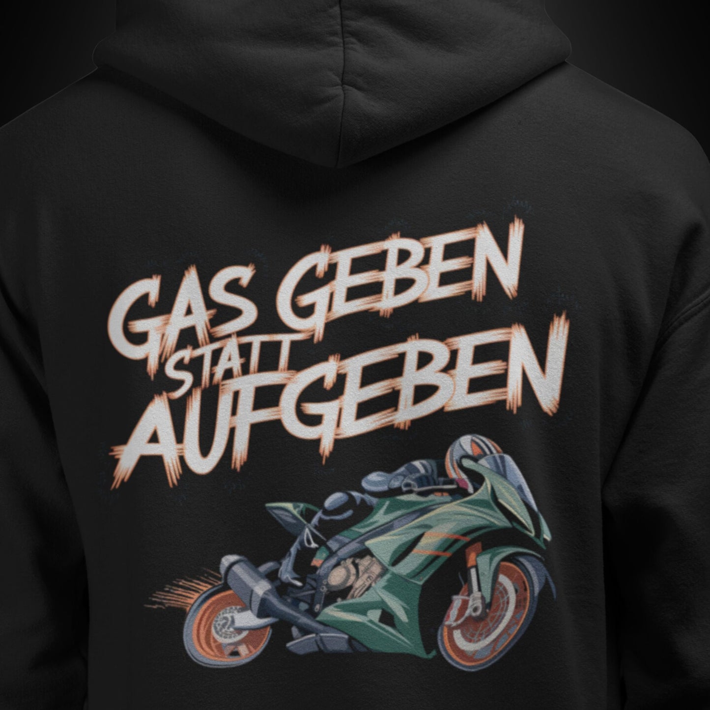 Gas gebe statt aufgeben grünes Motorrad - Premium Unisex Hoodie