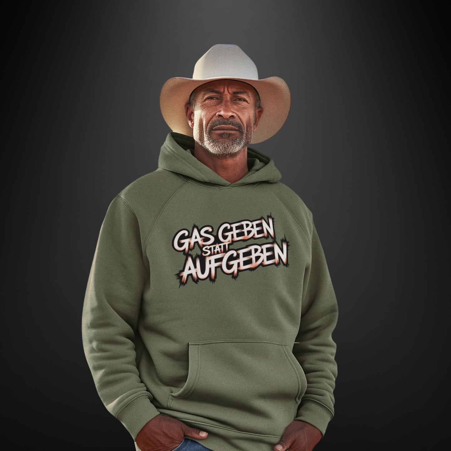 Gas gebe statt aufgeben grünes Motorrad - Premium Unisex Hoodie