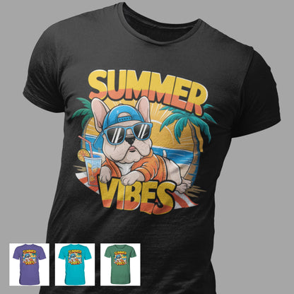 Sommer T-Shirt Summer Vibes mit Hundemotiv / dunkler Hund Edition - Premium Shirt