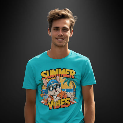 Sommer T-Shirt Summer Vibes mit Hundemotiv / dunkler Hund Edition - Premium Shirt