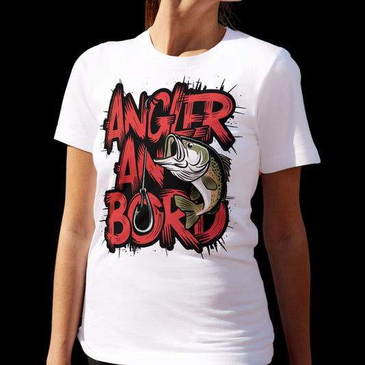 Angler an Bord - Stylish Lady Shirt mit coolem Fisch-Schriftzug - Ladies Premium Shirt