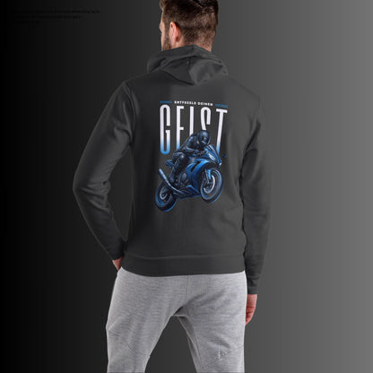 Bikerhoodie: Entfessle deinen Geist - Blaues Motorrad Hoodie Premium Unisex Hoodie