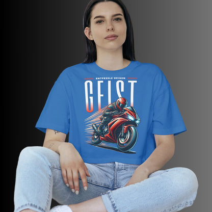 T-Shirt mit rotem Motorrad Motiv - Entfessle deinen Geist | Perfekte Motorradbekleidung für Biker und Motorradfahrer - Premium Shirt