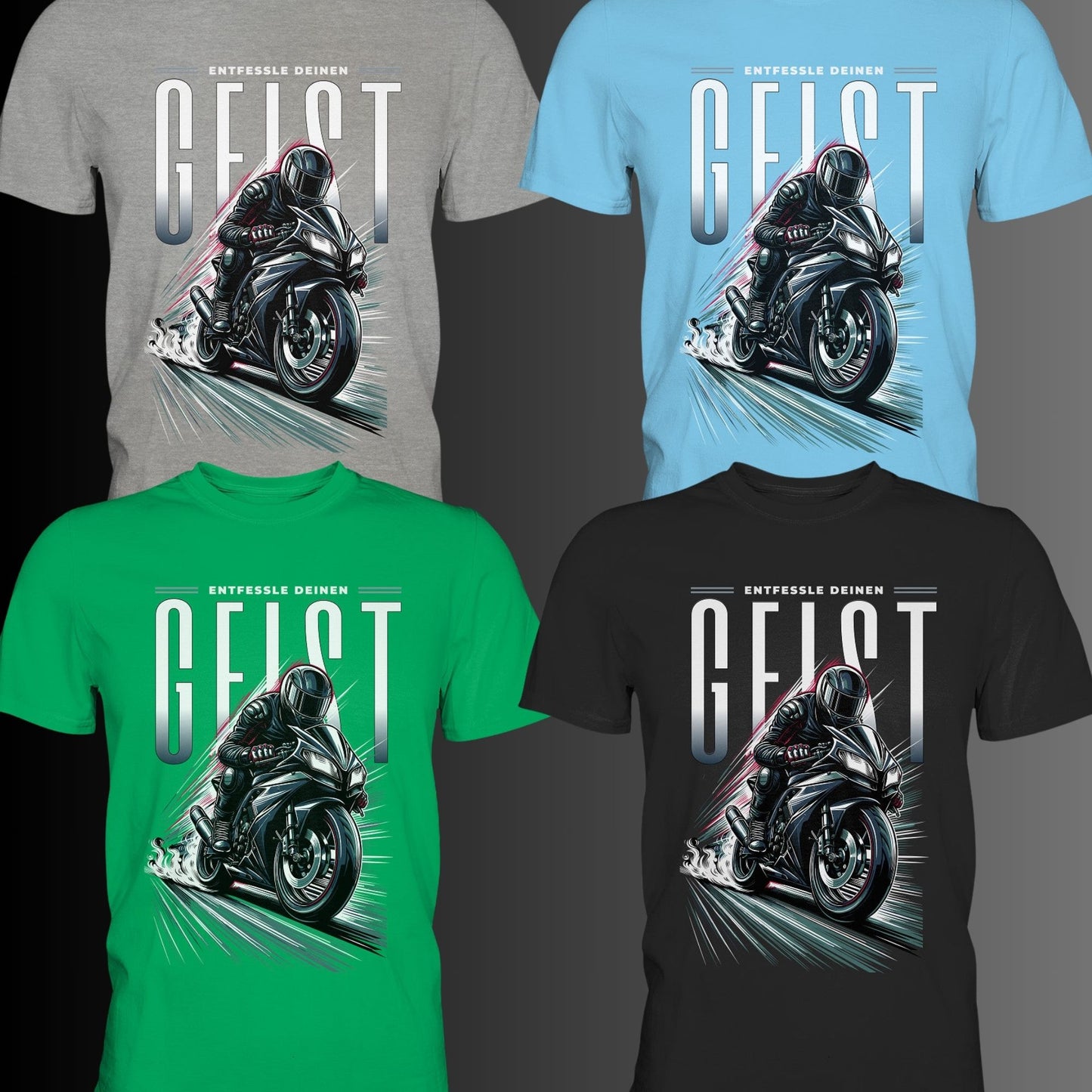 Motorrad-T-Shirt - Entfessle Deinen Geist | Einzigartiges Design für Motorrad-Enthusiasten - Premium Shirt