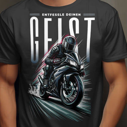 Motorrad-T-Shirt - Entfessle Deinen Geist | Einzigartiges Design für Motorrad-Enthusiasten - Premium Shirt