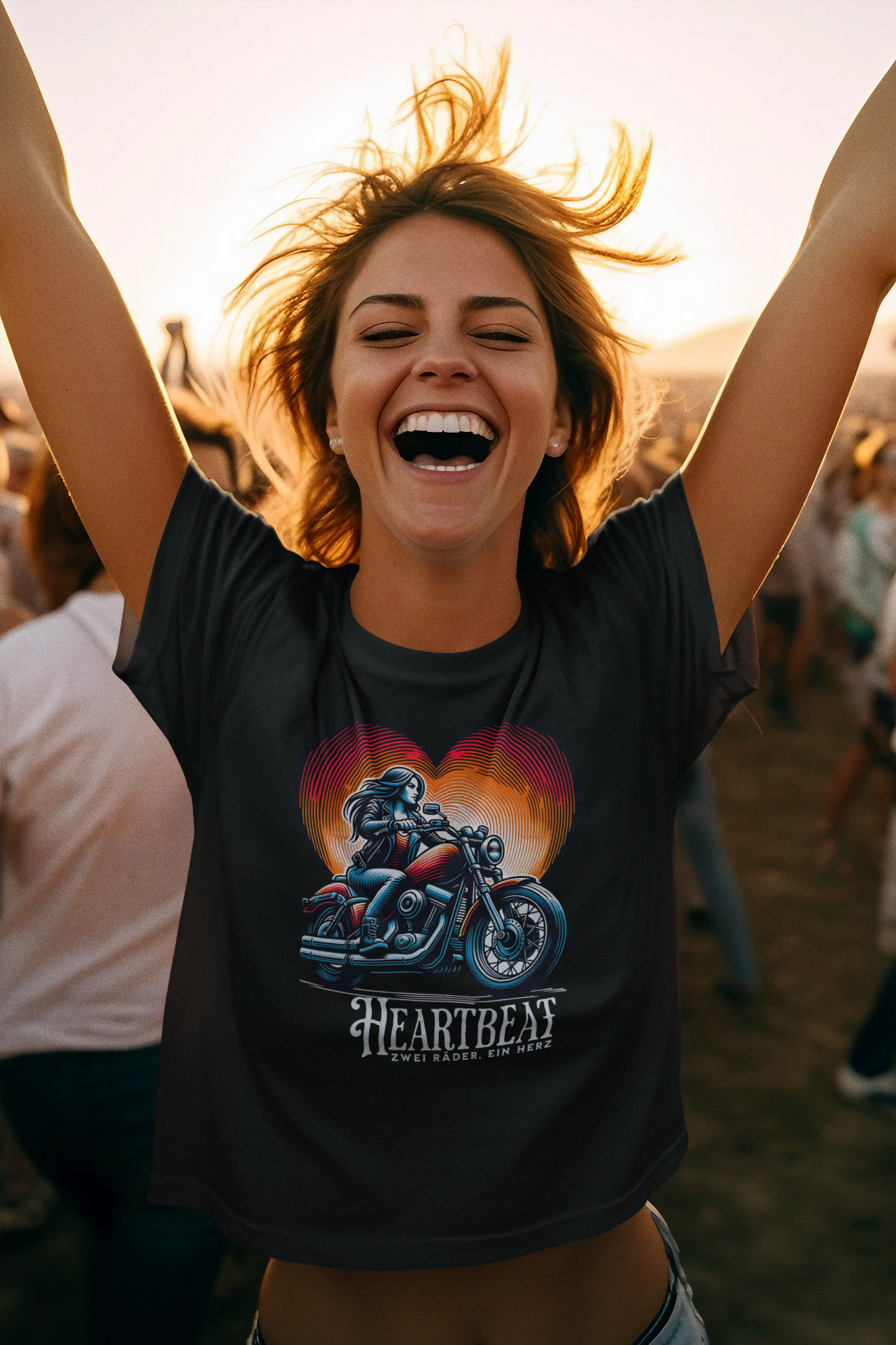 Heartbeat – Zwei Räder, Ein Herz. Cooles Design für Bikerinnen und Frauen auf dem Motorrad - Ladies Premium Shirt