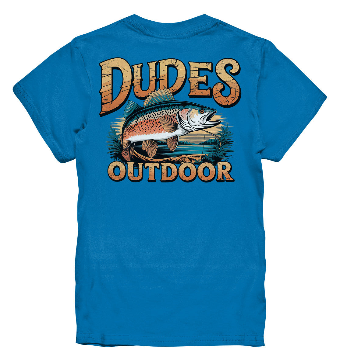 Dudes Outdoor Kinder T-Shirt – Fisch- und Angelruten-Motiv für kleine Angler - Kids Premium Shirt