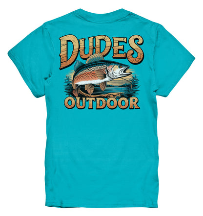 Dudes Outdoor Kinder T-Shirt – Fisch- und Angelruten-Motiv für kleine Angler - Kids Premium Shirt