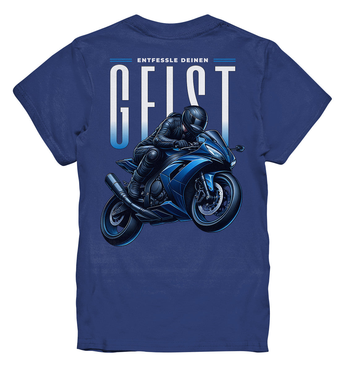 Kinder Motorrad T-Shirt mit blauem Motorrad - Entfessle deinen Geist - Kids Premium Shirt