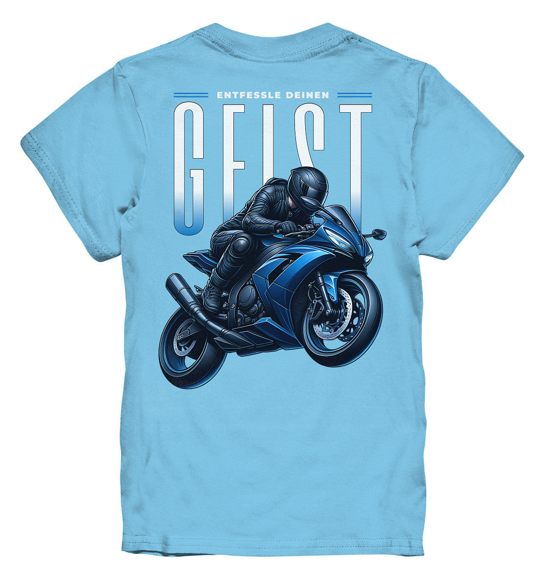 Kinder Motorrad T-Shirt mit blauem Motorrad - Entfessle deinen Geist - Kids Premium Shirt