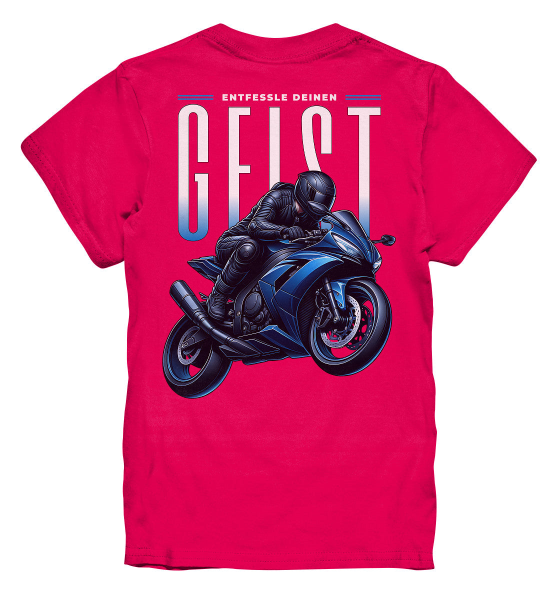 Kinder Motorrad T-Shirt mit blauem Motorrad - Entfessle deinen Geist - Kids Premium Shirt