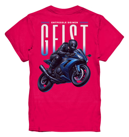 Kinder Motorrad T-Shirt mit blauem Motorrad - Entfessle deinen Geist - Kids Premium Shirt