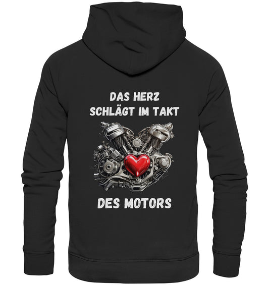 Backprint: Das Herz schlägt im Takt des Motors - Premium Unisex Hoodie