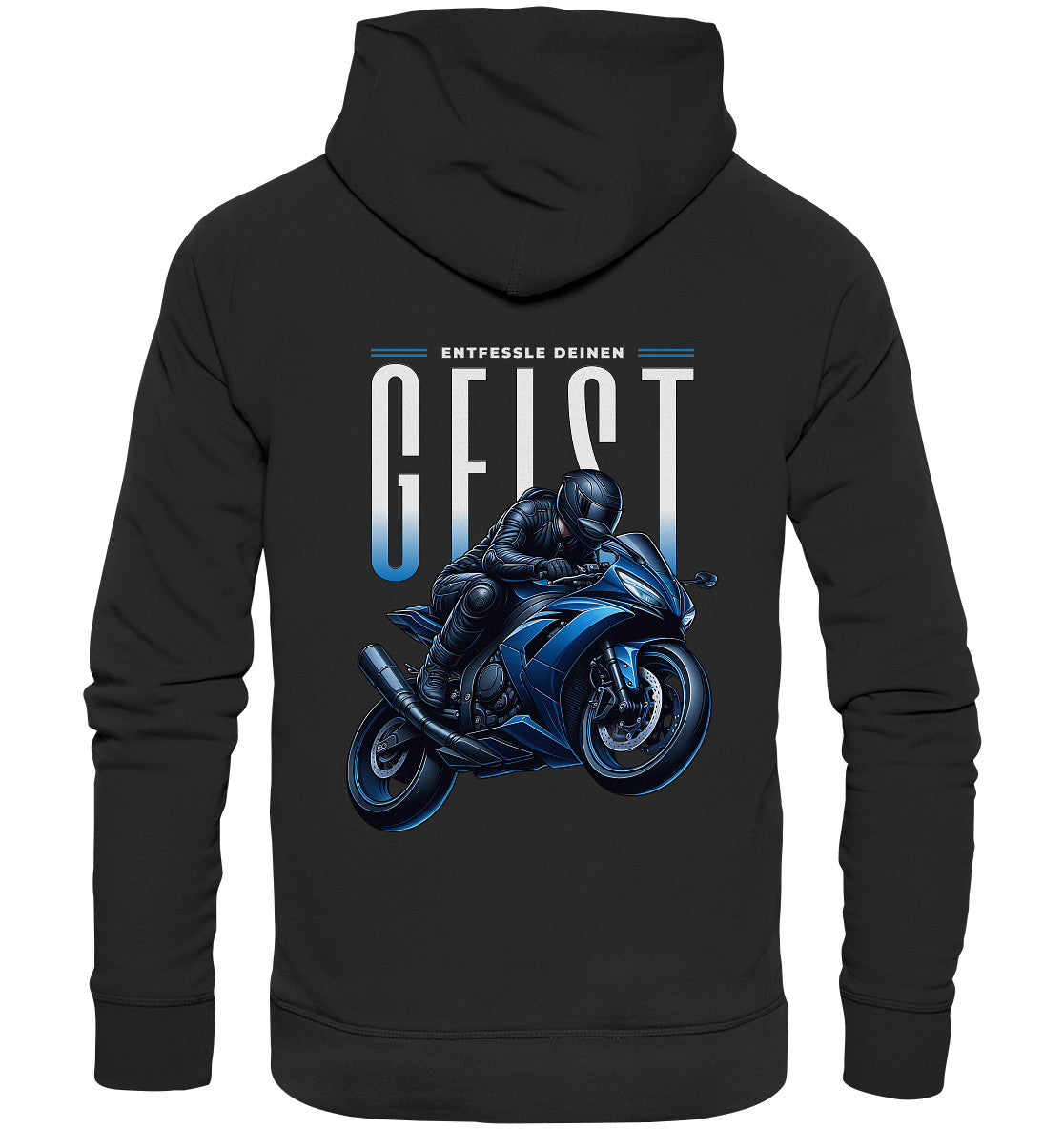 Bikerhoodie: Entfessle deinen Geist - Blaues Motorrad Hoodie Premium Unisex Hoodie