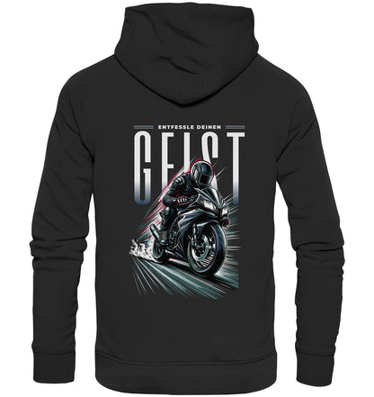 Hoodie mit Schwarzem Motorrad - Entfessle Deinen Geist! - Premium Unisex Hoodie