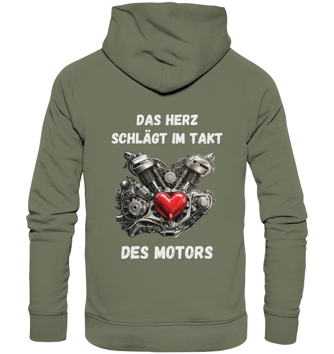 Backprint: Das Herz schlägt im Takt des Motors - Premium Unisex Hoodie