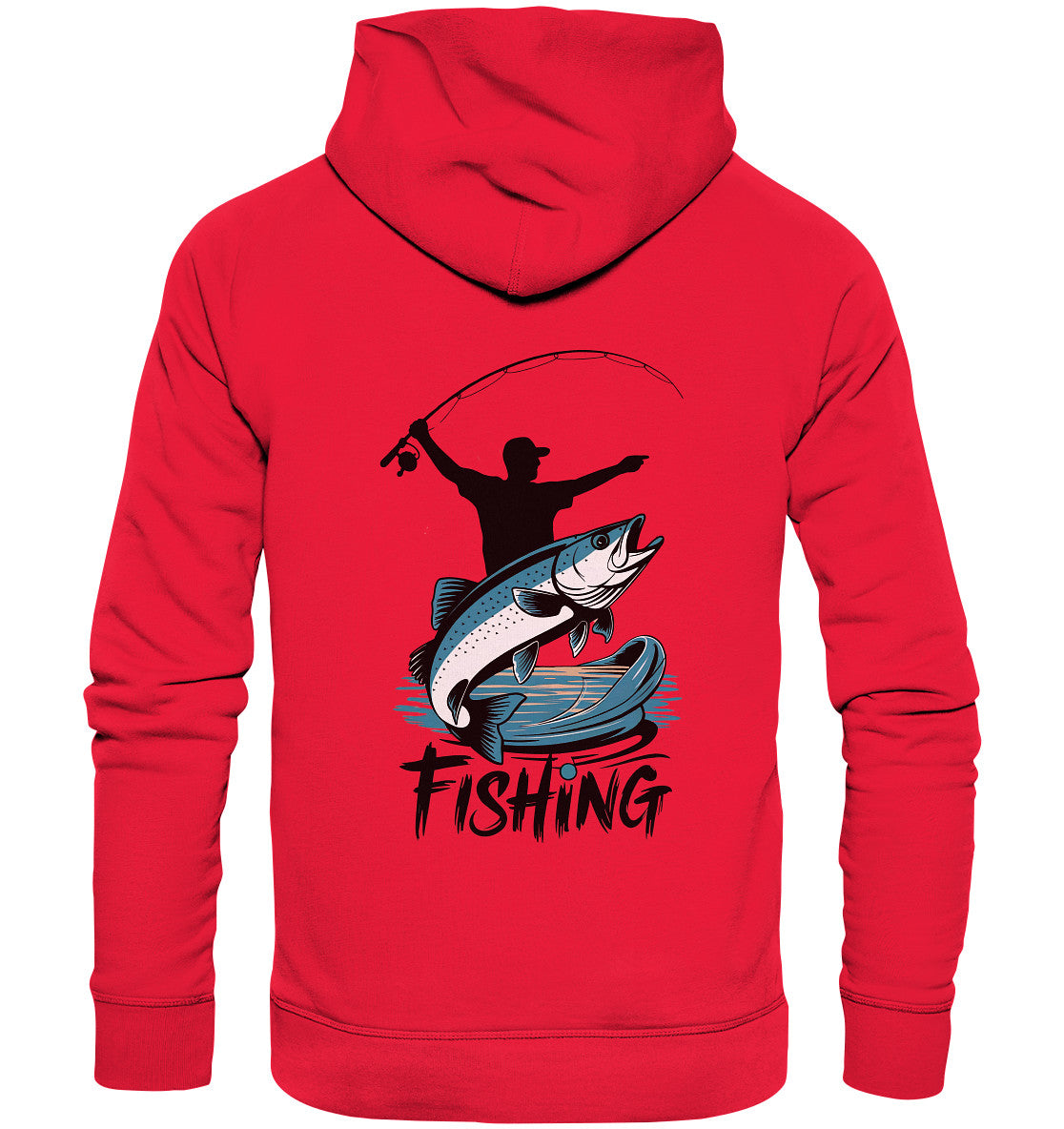 Angler-Hoodie - Beidseitig Bedruckt mit Angler-Motiv und Spruch 'Fishing' - Premium Unisex Hoodie