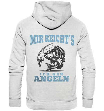 Hoodie 'Mir reichts ich gehe angeln' mit Fisch und Angelrute Motiv - Beidseitig bedruckt - Premium Unisex Hoodie