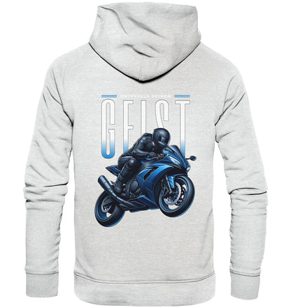 Bikerhoodie: Entfessle deinen Geist - Blaues Motorrad Hoodie Premium Unisex Hoodie