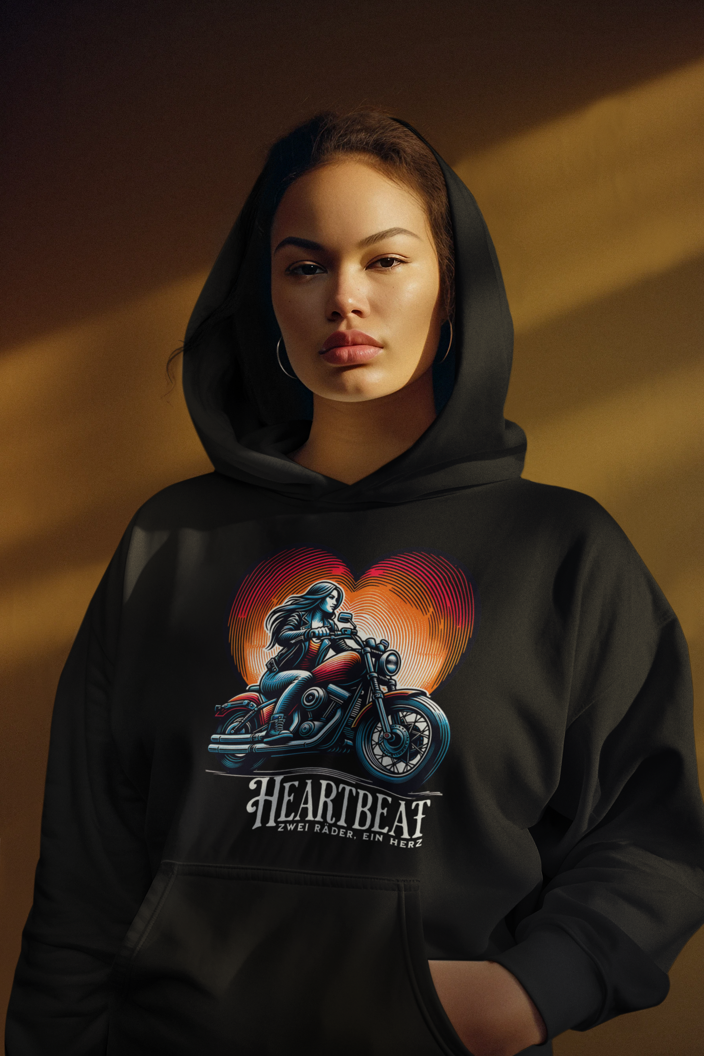 Heartbeat – Zwei Räder, Ein Herz. Cooles Design für Bikerinnen und Frauen auf dem Motorrad - Premium Unisex Hoodie