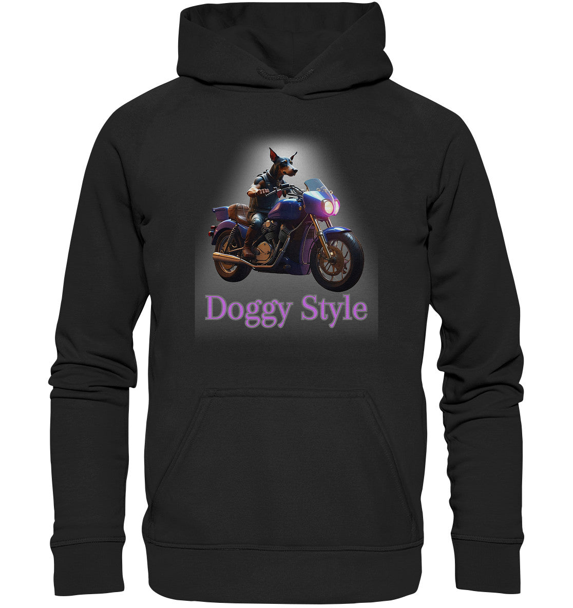 Doggy Style - Lustiges Motiv mit einem motorradfahrendem Hund. - Basic Unisex Hoodie