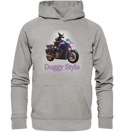 Doggy Style - Lustiges Motiv mit einem motorradfahrendem Hund. - Basic Unisex Hoodie