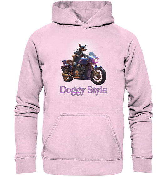 Doggy Style - Lustiges Motiv mit einem motorradfahrendem Hund. - Basic Unisex Hoodie