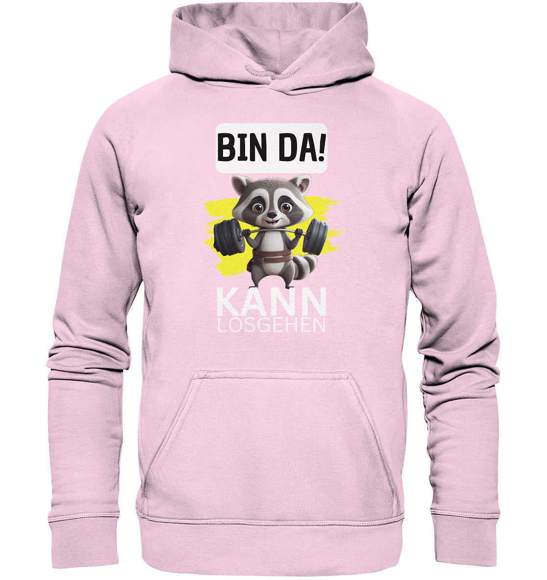 Fitness Waschbär - Bin da kann losgehen. Hoodie für Sport, Fitness und Krafttraining - Basic Unisex Hoodie