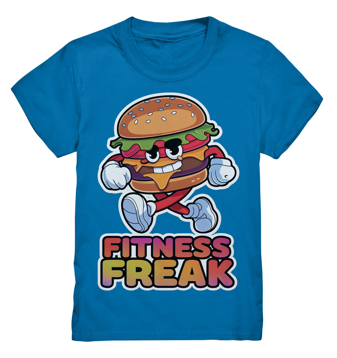 Kinder T-Shirt – Fitness Freak mit lustigem Laufenden Hamburger - Kids Premium Shirt