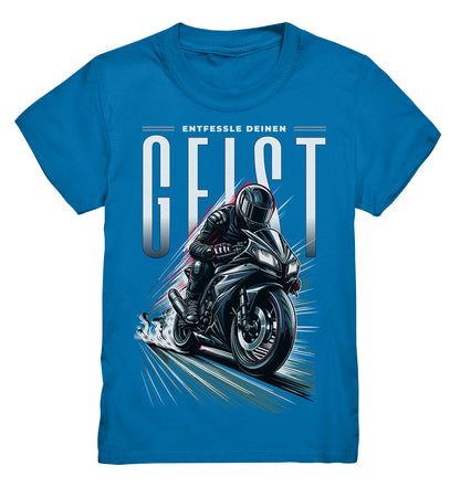 Kinder T-Shirt Entfessle deinen Geist mit schwarzem Motorrad - Kids Premium Shirt